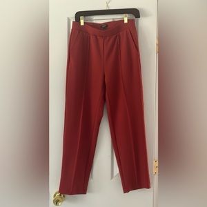 Loft slacks; elastic waistband; pleated; tapered leg